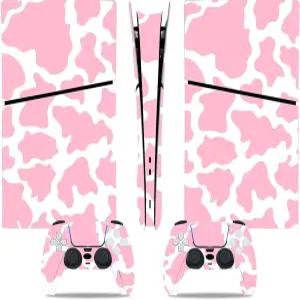 PS5 슬림 디지털용 스킨 스티커 게임 콘솔 및 컨트롤러용 풀 세트 보호 비닐 데칼 커버 랩(핑크 스팟)