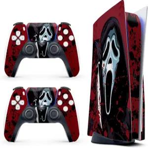 게임 콘솔 5 커버용 스킨 스티커 - 호러 디스크 에디션 및 디지털 모두 호환(슬림 버전 아님) 컨트롤러 2종