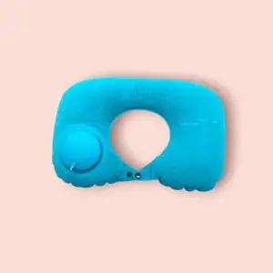 휴대용쿠션 ksr 펌프 내장 휴대용 목베개 쿠션 레이크블루 1P