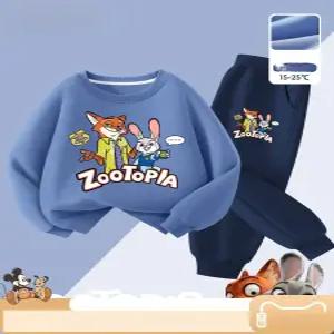 주토피아 티셔츠 맨투맨 바지 세트  오버핏 캐릭터 초등학생 키즈 라운드 아동 면