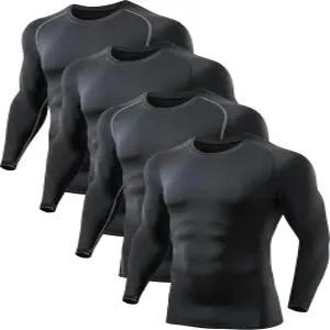 남성용 5 또는 4 팩 압축 셔츠 롱 슬리브 운동 기본 레이어 언더셔츠 기어 T 운동용