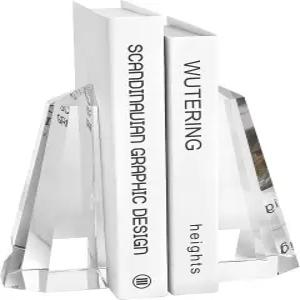 킷콤 핸드메이드 크리스탈 북엔드 하프 오벨리스크 디자인 사무실 가정 책상용 장식용 테이블탑 1쌍