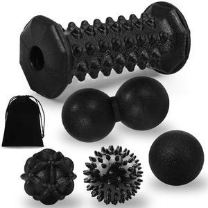 마사지 볼 풋 롤러 5 in 1 세트 및 방출을 위한 발 로스 피넛 스파이키 손 운동 심부 조직 반사 도구 DS-6N