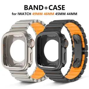 호환   워치 울트라 3 2 1 49mm 46mm 45mm 44mm용 티타늄 밴드메탈 케이스 스트랩 보호 케이스 아이워치 11