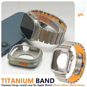 호환   워치용 티타늄 밴드 49mm 46mm 45mm 44mm 티타늄 스트랩메탈 케이스 세트 아이워치 울트라 3 2 1 시