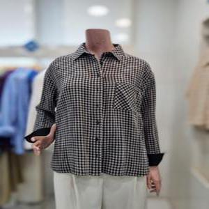 올앤선드리 세이브존06 루즈핏체크블라우스 A4W9B471