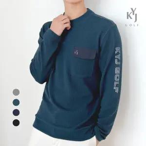 김영주골프 세미 오버핏 티셔츠 KRMT6118 봄 가을 긴팔 라운드티 가슴포켓 데일리 편한티