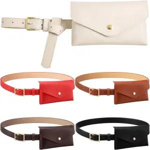 Shihaneee 여성용 5개 PU 가죽 허리 벨트 가방 조절 가능한 패션 파티 라이딩 하이킹용 승마 매일 사용하는