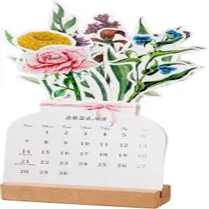 2026 블루미 플라워 책상 달력 작은 미니 스탠딩 플로럴 월간 홈 오피스 책상용
