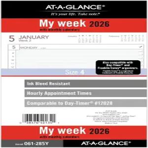 AT-A-GLANCE 2026 플래너 리필 주간 5-1/2인치 x 8-1/2인치 책상 사이즈 4 루즈 (061-285Y-26)