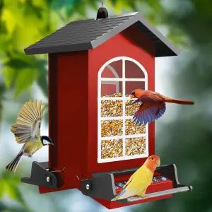 야외 야생 조류 씨앗을 위한 새 모이통 다람쥐 방지 금속 걸이 양쪽 무게로 활성화되는 농어가 있는 5LBS