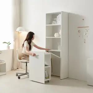 (착불) 듀얼 폴딩 H형 책상 책장 세트 570