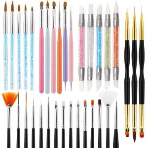 35개 네일 아트 브러시에는 도팅 도구가 있는 매니큐어 라이너 브러시 드로잉을 위한 디자인 펜 실리콘