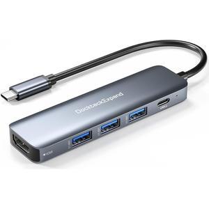 USB C HUB, 4K HDMI, 100W 전원 공급, Pro /Air, /Air /Mini 6용 3.0 데이터 포트 3개 포함 DockteckExpand USB-C 멀티포트 어댑터 5인치 1인치