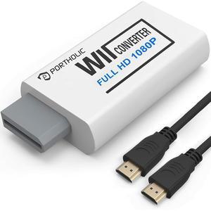 포트홀릭 Wii에서 HDMI 변환기 1080P로 풀 HD 장치, Wii, Wii U, HDTV와 호환되는 3,5mm 오디오 잭 및 출력을 갖춘 어댑터, 모니터 지원 모든 디스플레이 모드 720P, NTS