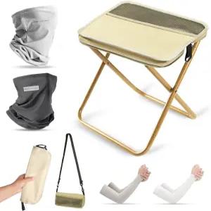 젠렉슨 2-in-1 컨버터블 백팩 스툴 - 햇빛 보호 슬리브와 마스크 하이킹 캠핑 및 야외 이벤트를 위한