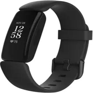 Fitbit Inspire 2 및 피트니스 트래커 1년 무료 프리미엄 평가판 24시간 심박수 블랙/블랙 원 사이즈(S L