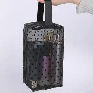 [룽스]손잡이형 미니파우치 메쉬 하트 파우치