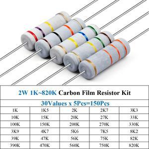 150Pcs 2W 1K820K 탄소 필름 저항기 모듬 키트 30값 x 5Pcs150Pcs  컬러 링