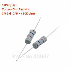 50PCS 2W 5% 탄소 필름 저항기 0.1R - 820K 옴 0.5 4.7 5.6 10 560 750 510K