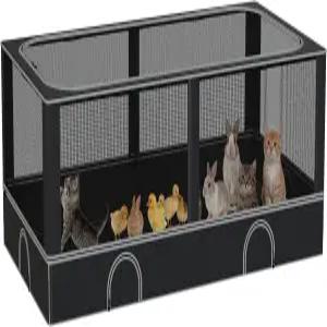 DINMO 작은 동물 놀이방 덮개가 있는 치킨 브루더 박스 튼튼한 금속 프레임이 방수 실내 야외 애완동물