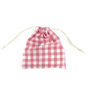 [룽스]체크 핑크파우치 복조리 파우치 핑크