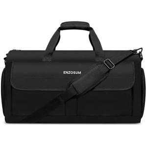 남성용 여행용 큰 정장 가방 신발 수납 공간이 있는 컨버터블 의류 더플백 2 in 1 행잉 드레스 여행 블랙