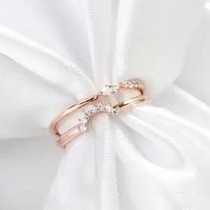 큐빅반지 로즈골드 크라운 큐빅 레이어드 패션 반지 14Kgp 세트