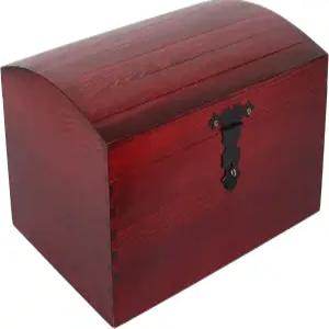 힌지 뚜껑이 있는 크리에이티브 데코 대형 나무 보관함 버건디 13.58x9.84x7.55인치 보물 상자 트렁크 추억
