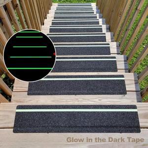 어두운 미끄럼 방지 견인 테이프의 광선 계단 트레드 단계 실내 실외용 녹색 줄무늬 마찰 연마