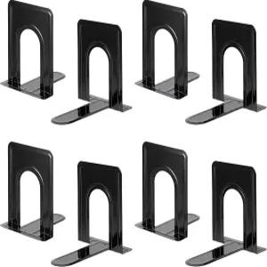 선반용 헤비 듀티 북엔드 미끄럼 방지 베이스 블랙 도서관 사무실 가정 학교 4켤레에 적합