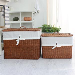 등나무 직사각 뚜껑 라탄바구니 2 사이즈 소품 수납함 F202
