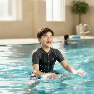 쿠기 남아동 집업 반팔 반전신 실내수영복 KB-Q1501