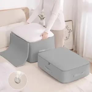 리빙선데이 1+1 이불 압축 정리 파우치 그레이 특대형