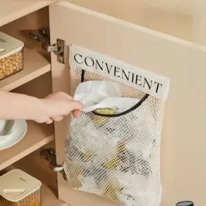 벽부착 수납망 메쉬 탈부착 다용도 그물망 비닐봉지 소품정리 양파 보관함 벽걸이형 속옷보관 주머니