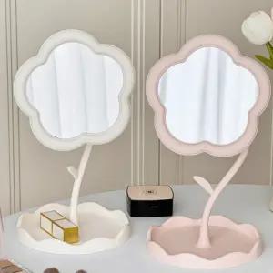 꽃거울 손거울 메이크업 침실 미러 미니 휴대용 작은 접이식 원형 카드거울 손잡이거울