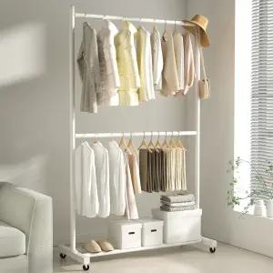 코멧 철재 이동식 2단 스탠드 행거