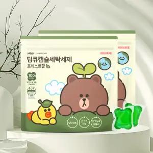 아이러브베베 라인프렌즈 캡슐세제 100개입+100개입 포레스트향 고농축 세탁세제 실내건조 드럼 일반겸용