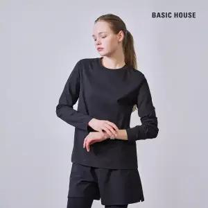 베이직하우스 여성 통기성 소로나 레귤러핏 라운드 무지 긴팔 티셔츠