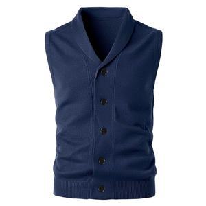 성거다사 남성 숄 칼라 스웨터 조끼 캐주얼 민소매 니트 버튼 가디건