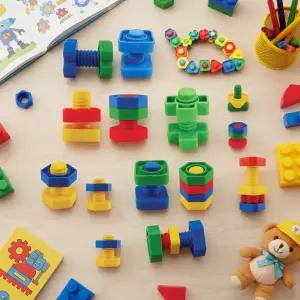 코코 베이직블럭 나사형 컬러 블록 조립 볼트너트 끼우기 나사 BB3311 119pcs