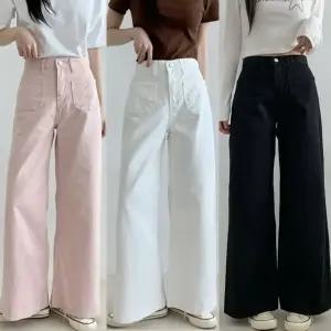 캔디포켓와이드 봄신상 3컬러 뒷밴딩 앞포켓 와이드 면바지