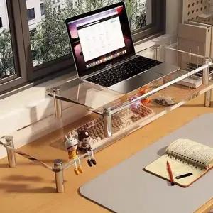 아크릴 노트북 받침대 투명 컴퓨터 스탠드 아크릴 모니터 받침대 선반 키보드 정리함 정리대 거치대 데스크