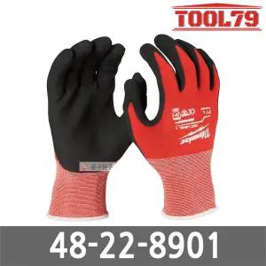 밀워키 48-22-8901 안전장갑 (Cut 1) M 사이즈 스마트폰 터치가능 니트릴소재