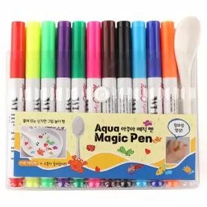 미소 아쿠아 유아미술 워터 매직펜 11색 물에뜨는 워터펜 타투 판박이