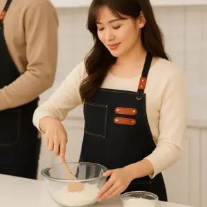 바리스타 앞치마 캔버스 플로리스트 작업용 다용도 앞치마 홈카페 캠핑