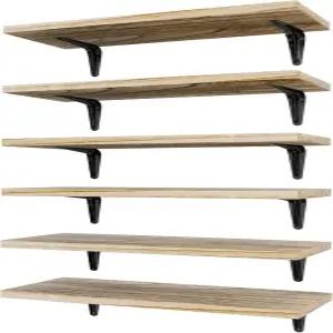 스카이센 벽걸이용 플로팅 선반 6 15.7인치 목재 벽걸이 장식 욕실 침실 수납 책 주방 거실 - 러스틱