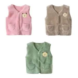 단색베어 심플 퍼 아동 수면조끼