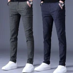 남성 외출 출퇴근 일자핏 체크 패턴 깔끔 슬랙스 바지 jEi4+9wJh