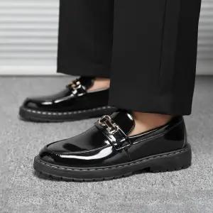 베이직 유광 레더 클래식 남자 정장구두 플랫 로퍼 ZG-ATM06
